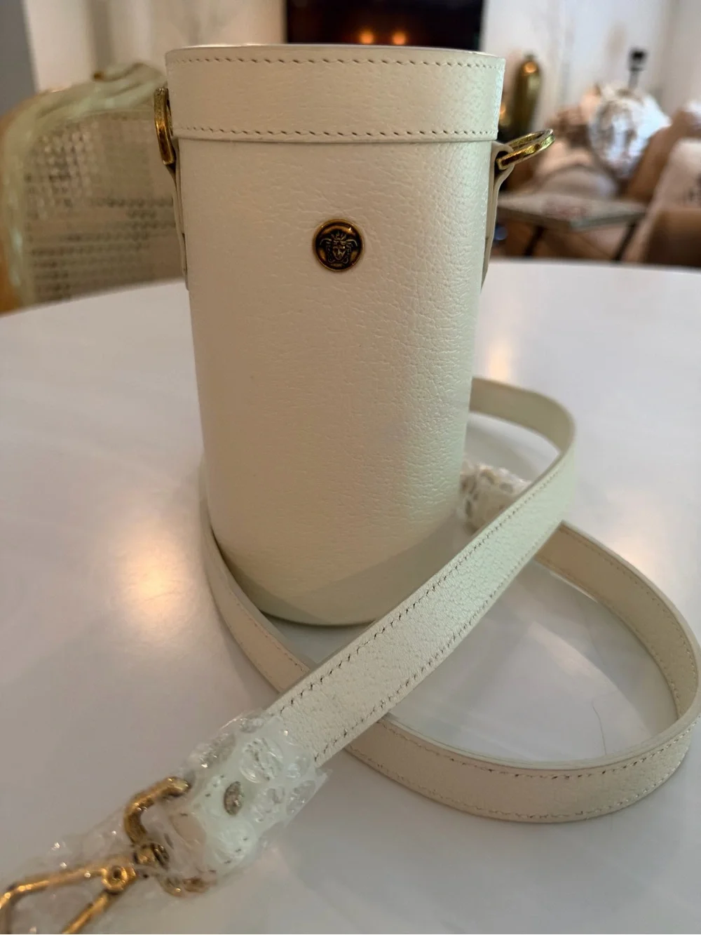 Versace cream leather